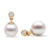 HinsonGayle Gem Collection Handpicked AAA 7.5-8.0mm White Cultured Pearl & Diamond Drop Earrings (14K Yellow Gold) {{{SAVE UP TO $50 OFF WITH COUPON, SEE DETAILS BELOW}}}