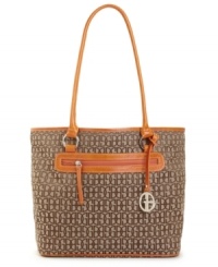 A subtle logo pattern and solid trim make this tote by Giani Bernini an ever-appropriate choice. A subtle logo pattern and solid trim make this tote by Giani Bernini an ever-appropriate choice.