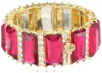 Betsey Johnson Iconic Baguette Fuchsia Baguette Stretch Bracelet, 7.5 Betsey Johnson Iconic Baguette Fuchsia Baguette Stretch Bracelet, 7.5