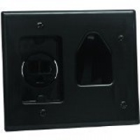 Datacomm 45-0021-BK Recessed Low Voltage Cable Plate with Recessed Power (Black) Datacomm 45-0021-BK Recessed Low Voltage Cable Plate with Recessed Power (Black)