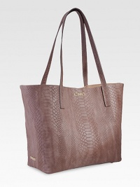 The popular, python-embossed leather tote features full interior pocket and a magnetic closure. Its lightweight feel, generous interior, and luxuriously soft handle make it equally chic and practical.17W X 11H X 6DPython-embossed leatherMade in USAFOR PERSONALIZATIONSelect a color and quantity, then scroll down and click on PERSONALIZE & ADD TO BAG to choose and preview your monogramming options. Please allow 1 week for delivery. The popular, python-embossed leather tote features full interior pocket and a magnetic closure. Its lightweight feel, generous interior, and luxuriously soft handle make it equally chic and practical.17W X 11H X 6DPython-embossed leatherMade in USAFOR PERSONALIZATIONSelect a color and quantity, then scroll down and click on PERSONALIZE & ADD TO BAG to choose and preview your monogramming options. Please allow 1 week for delivery.