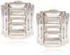 Anne Klein Hylan Silver-Tone Crystal Mini Baguette Clip-On Earrings