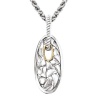 925 Silver Oval Weave Design Pendant with 18k Gold Accents