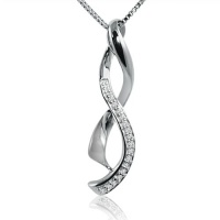 Journey Diamond Infinity Pendant - Necklace in Sterling Silver ( 18 Box Chain) Journey Diamond Infinity Pendant - Necklace in Sterling Silver ( 18 Box Chain)
