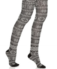 Winter wonderland. Snowflakes and diamonds adorn these adorable Kensie tights that add a Nordic accent to any outfit. Winter wonderland. Snowflakes and diamonds adorn these adorable Kensie tights that add a Nordic accent to any outfit.