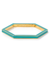 A bright study in geometry, this kate spade new york bangle is a six-sided statement piece, plated in gold with a hint of color. A bright study in geometry, this kate spade new york bangle is a six-sided statement piece, plated in gold with a hint of color.