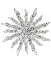 Bursting with charm, this Charter Club pin illuminates your style with crystal accents. Crafted in silver tone mixed metal. Approximate diameter: 2 inches. Bursting with charm, this Charter Club pin illuminates your style with crystal accents. Crafted in silver tone mixed metal. Approximate diameter: 2 inches.