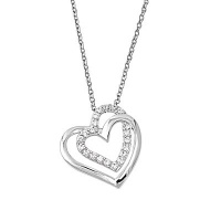 23MM .925 ITALIAN 2 HEARTS CLEAR CZ PENDANT W/ 16 +1LINK CHAIN NECKLACE 23MM .925 ITALIAN 2 HEARTS CLEAR CZ PENDANT W/ 16 +1LINK CHAIN NECKLACE