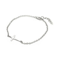 .925 Sterling Silver High Polish Sideways Cross Bracelet with 7-8 Adjustable Link .925 Sterling Silver High Polish Sideways Cross Bracelet with 7-8 Adjustable Link