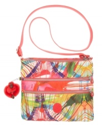 A terrific little crossbody bag for a look that is both functional and fashion forward. Deceptively practical with 2 zipped main compartments and extra zipped pockets on the front. A terrific little crossbody bag for a look that is both functional and fashion forward. Deceptively practical with 2 zipped main compartments and extra zipped pockets on the front.
