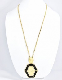 Vince Camuto Gold Tone Hexagonal Pendant Necklace with Crystals