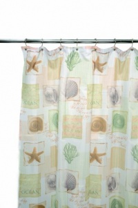 Famous Home Fashions Seaside Shower Curtain, Sage Famous Home Fashions Seaside Shower Curtain, Sage