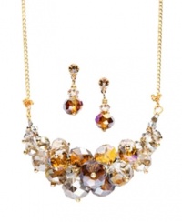 c.A.K.e by Ali Khan Jewelry Set, Champagne Glass Bead Cluster Necklace and Drop Earrings Set c.A.K.e by Ali Khan Jewelry Set, Champagne Glass Bead Cluster Necklace and Drop Earrings Set