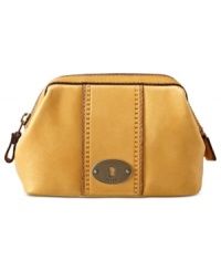 Add some vintage-inspired flair to your everyday accessorizing with this irresistible cosmetic case from Fossil. Crafted from hand-burnished leather and antique-finished details, it's the perfect place to keep your everyday beauty essentials. Add some vintage-inspired flair to your everyday accessorizing with this irresistible cosmetic case from Fossil. Crafted from hand-burnished leather and antique-finished details, it's the perfect place to keep your everyday beauty essentials.