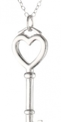 Sterling Silver Heart Topped Key Pendant Necklace, 18 Sterling Silver Heart Topped Key Pendant Necklace, 18
