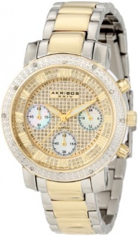 Akribos XXIV Women's AKR440YG2 Dazzling Diamond Accented Two-tone Chronograph Bracelet Watch Akribos XXIV Women's AKR440YG2 Dazzling Diamond Accented Two-tone Chronograph Bracelet Watch