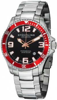 Stuhrling Original Men's 395.33TT11 Aquadiver Regatta Champion Professional Diver Swiss Quartz Date Red Bezel Watch Stuhrling Original Men's 395.33TT11 Aquadiver Regatta Champion Professional Diver Swiss Quartz Date Red Bezel Watch