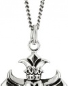 King Baby 18 Curb Link Chain with Gothic Cross with Crowned Heart Sterling Silver Pendant Necklace