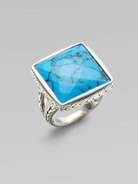 From the Classic Chain Collection. Brilliant reconstituted turquoise punctuates a richly textured double band of sterling silver.Reconstituted turquoise Sterling silver Length, about 1 Imported From the Classic Chain Collection. Brilliant reconstituted turquoise punctuates a richly textured double band of sterling silver.Reconstituted turquoise Sterling silver Length, about 1 Imported
