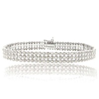Sterling Silver 2ct Diamond Three Row Bracelet Sterling Silver 2ct Diamond Three Row Bracelet
