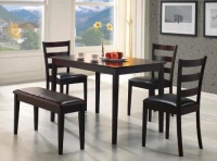 5pc Dining Table, Chairs & Bench Set Cappuccino Finish