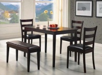 5pc Dining Table, Chairs & Bench Set Cappuccino Finish 5pc Dining Table, Chairs & Bench Set Cappuccino Finish