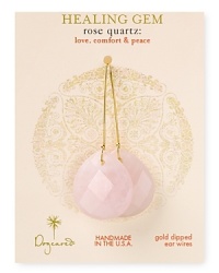 A solitary rose quartz gemstone hung from gold dipped metal is wholly effortless. Wear these Dogeared earrings for simple yet striking every day style. A solitary rose quartz gemstone hung from gold dipped metal is wholly effortless. Wear these Dogeared earrings for simple yet striking every day style.
