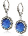 Judith Jack Mini Octagons Sterling Silver, Abalone and Marcasite Drop Earrings