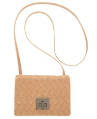 A timeless shape with modern metallic detailing. This fabulous little design from BCBGeneration will have you ready for any occasion with shiny gunmetal hardware and a casual cool crossbody silhouette. (Clearance) A timeless shape with modern metallic detailing. This fabulous little design from BCBGeneration will have you ready for any occasion with shiny gunmetal hardware and a casual cool crossbody silhouette. (Clearance)