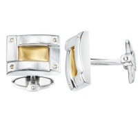 Dolan Bullock Sterling Silver and 14k Yellow Gold Over Under Design Cuff Links Dolan Bullock Sterling Silver and 14k Yellow Gold Over Under Design Cuff Links