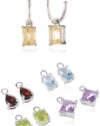 Sterling Silver Hoop Earrings with Citrine, Garnet, Amethyst, Blue Topaz and Peridot Interchangeable Gemstones, Set of 5