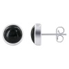Sterling Silver 8mm Round Shaped Black Onyx Post Back Findings Polish Finished Stud Earrings