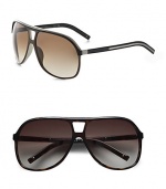 Modern style for the modern man in lightweight acetate. Available in brown/gold/white frames with brown gradient lenses or black/olive/amber frames with grey gradient lenses. 100% UV protective Made in Italy 
