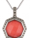 Judith Jack Mini Octagons Sterling Silver, Coral and Marcasite Drop Pendant Necklace, 18