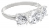 Sterling Silver Three-Stone Simulated Diamond Ring (3.83 cttw)