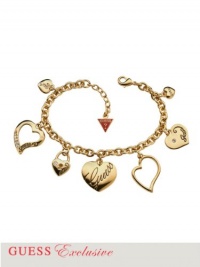 GUESS Gold-Tone Heart Charm Bracelet, GOLD GUESS Gold-Tone Heart Charm Bracelet, GOLD