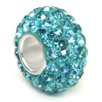 Swaroski Aquamarine Light Blue Crystal Ball Bead Sterling Silver Charm Fits Pandora Chamilia Biagi Trollbeads European Bracelet Swaroski Aquamarine Light Blue Crystal Ball Bead Sterling Silver Charm Fits Pandora Chamilia Biagi Trollbeads European Bracelet