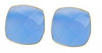 Blue Chalcedony Square 18k Gold Vermeil Stud Earrings