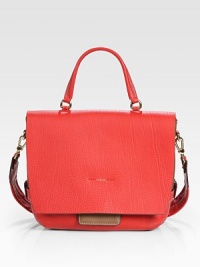EXCLUSIVELY AT SAKS. A classic flap-front bag made of fine pebbled-grain leather in a vivid hue. Top handle, 5½ dropRemovable shoulder strap, 11¾ dropMagnetic flap-front closureOne inside zip pocketTwo inside open pocketsFully lined12½W X 11H X 3½DMade in Italy EXCLUSIVELY AT SAKS. A classic flap-front bag made of fine pebbled-grain leather in a vivid hue. Top handle, 5½ dropRemovable shoulder strap, 11¾ dropMagnetic flap-front closureOne inside zip pocketTwo inside open pocketsFully lined12½W X 11H X 3½DMade in Italy