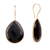 18KT Gold Vermeil Black Onyx Teardrop Earrings 925 Sterling Silver Bezel Set Gemstone Drops, Kyle Richards 18KT Gold Vermeil Black Onyx Teardrop Earrings 925 Sterling Silver Bezel Set Gemstone Drops, Kyle Richards