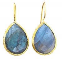 18KT Gold Vermeil Large Natural Labradorite Teardrop Earrings 925 Sterling Silver Bezel Set Gemstone Drops, Kyle Richards