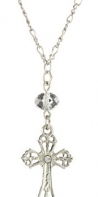The Vatican Library Collection Silver-Tone Crystal Bead Cross Necklace The Vatican Library Collection Silver-Tone Crystal Bead Cross Necklace