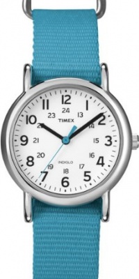 Timex Women's T2N836 Weekender Mid-Size Slip-Thru Blue Nylon Strap Watch Timex Women's T2N836 Weekender Mid-Size Slip-Thru Blue Nylon Strap Watch
