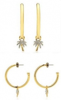 Juicy Couture Earrings Charmy Hoops Gold w Pave Palm Tree Charm Juicy Couture Earrings Charmy Hoops Gold w Pave Palm Tree Charm