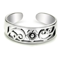 Sterling Silver Hawaiian Plumeria Flower Adjustable Toe Band Ring Sterling Silver Hawaiian Plumeria Flower Adjustable Toe Band Ring
