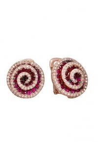 Effy Jewlery Jardin Bloom Ruby and Diamond Flower Earrings, 2.18 TCW