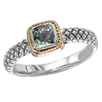 925 Silver & Green Amethyst Square Modern Ring with 18k Gold Accents- Sizes 6-8 925 Silver & Green Amethyst Square Modern Ring with 18k Gold Accents- Sizes 6-8