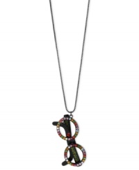 Frames of reverence. This necklace from Betsey Johnson is crafted from black-plated mixed metal with a whimsical sunglasses pendant adorned in multicolored glass crystal accents. A special message is inscribed, too. Approximate length: 31 inches + 3-inch extender. Approximate drop: 3-1/4 inches. Frames of reverence. This necklace from Betsey Johnson is crafted from black-plated mixed metal with a whimsical sunglasses pendant adorned in multicolored glass crystal accents. A special message is inscribed, too. Approximate length: 31 inches + 3-inch extender. Approximate drop: 3-1/4 inches.