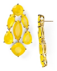 Make a date with kate spade new york with this pair of chandelier earrings, accented by a bright cascade of clustered stones. Make a date with kate spade new york with this pair of chandelier earrings, accented by a bright cascade of clustered stones.
