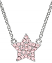 Wish upon a star. CRISLU's children's necklace is embellished with shimmering pink cubic zirconias (1/8 ct. t.w.) and set in platinum over sterling silver. Approximate length: 13 inches + 1-1/2 inches. Approximate drop: 1/2 inch. Wish upon a star. CRISLU's children's necklace is embellished with shimmering pink cubic zirconias (1/8 ct. t.w.) and set in platinum over sterling silver. Approximate length: 13 inches + 1-1/2 inches. Approximate drop: 1/2 inch.